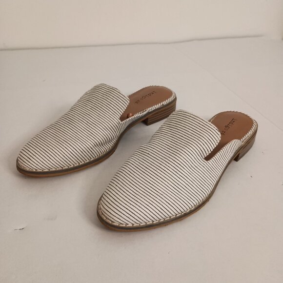 Indigo Rd Black Cream Stripe Mule Heels Womens Sz 8 - Picture 5 of 16